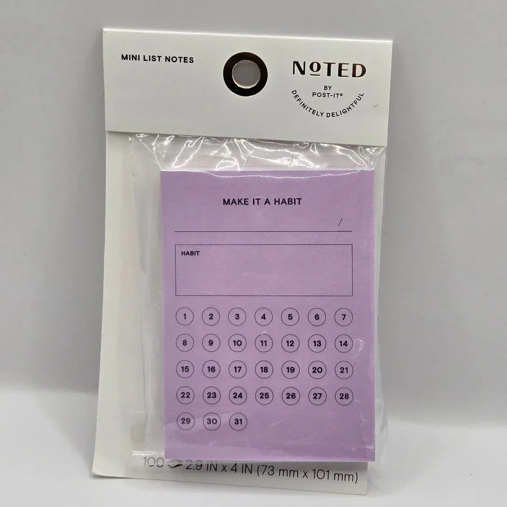 Post-it Noted Habit Tracker Sticky Notes Lilac 2.9 x 4 Inch 100 Sheets 1 Pack